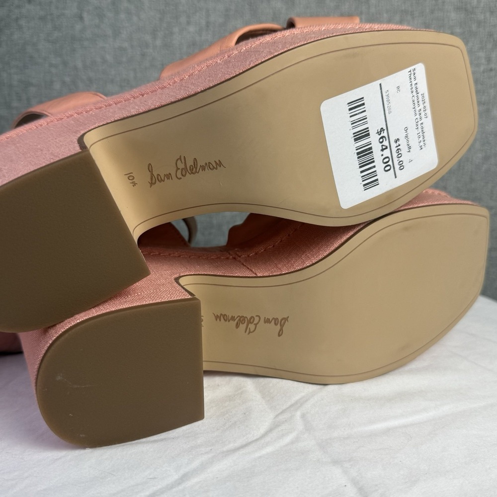 New Sam Edelman Theresa Square Toe Ankle Strap Platform‎ Sandals in Pink 10.5 - Picture 6 of 6